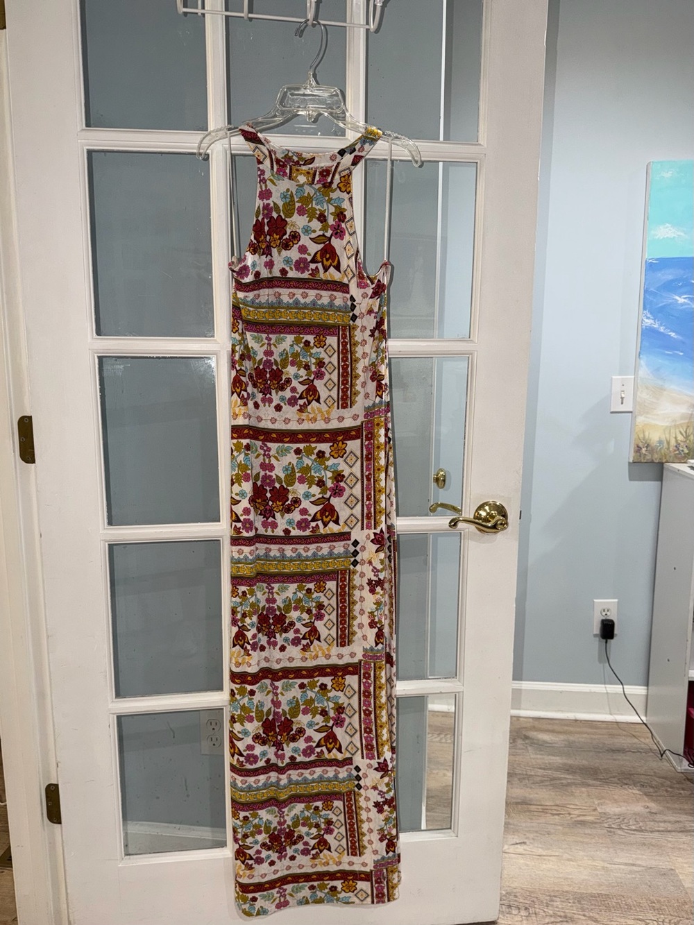 H&M Coachella Collection Dress Size 8 Floral Print Stretch Vicose Maxi See Pics